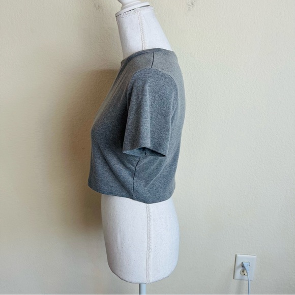 Rio Of Stars Basic Essentials Light Grey Short Sleeve Stretch Crop Top T-Shirt - Picture 3 of 5